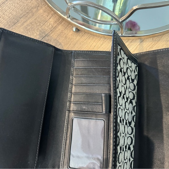 Coach signature canvas monogram black gray set wallet card holder GUC - Picture 4 of 5